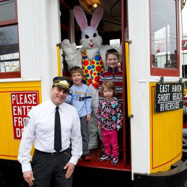 Easter bunny and children